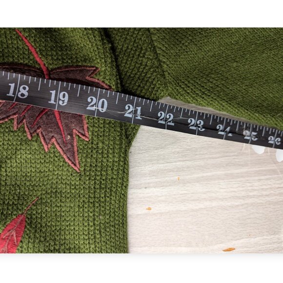 Croft & Barrow Leaf Patterned Green Knit Button Front Cardigan Women's Size XL - Picture 12 of 14